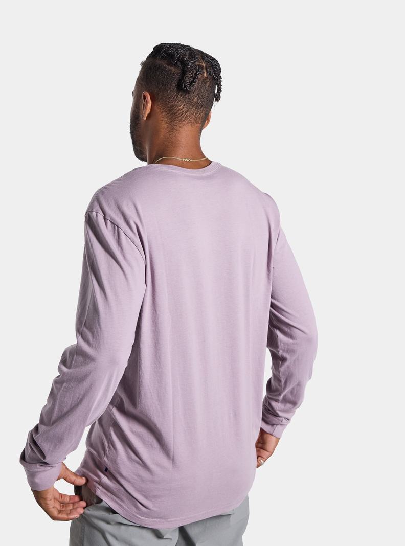 Lavender Burton Saugatuck Long Sleeve Men's T-Shirts | BWDJHA394