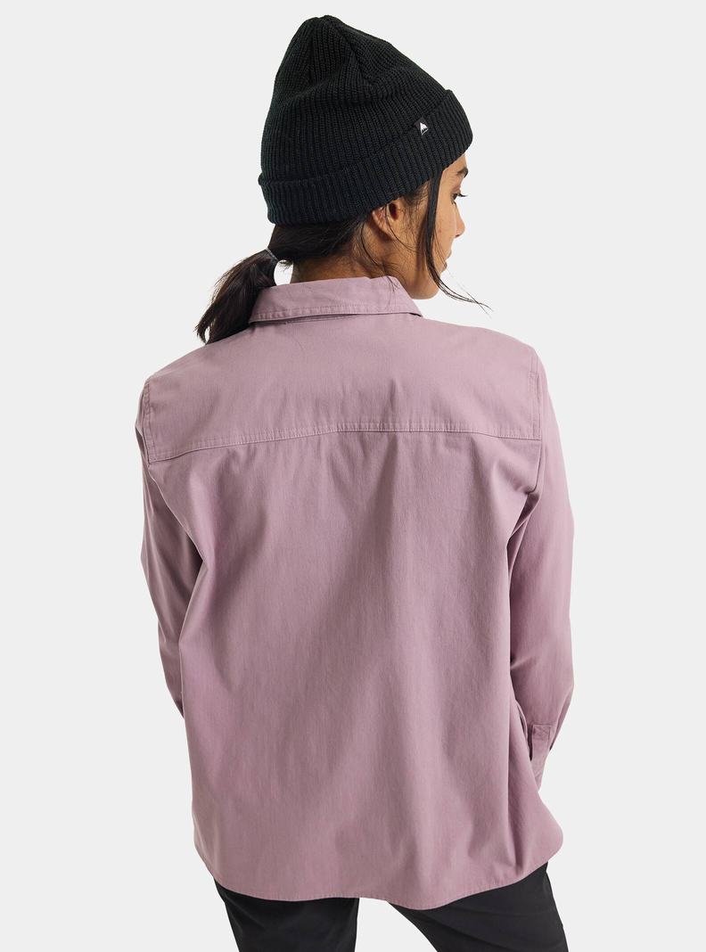 Lavender Burton Work Stretch Long Sleeve Women's Shirts | FDCHNP935