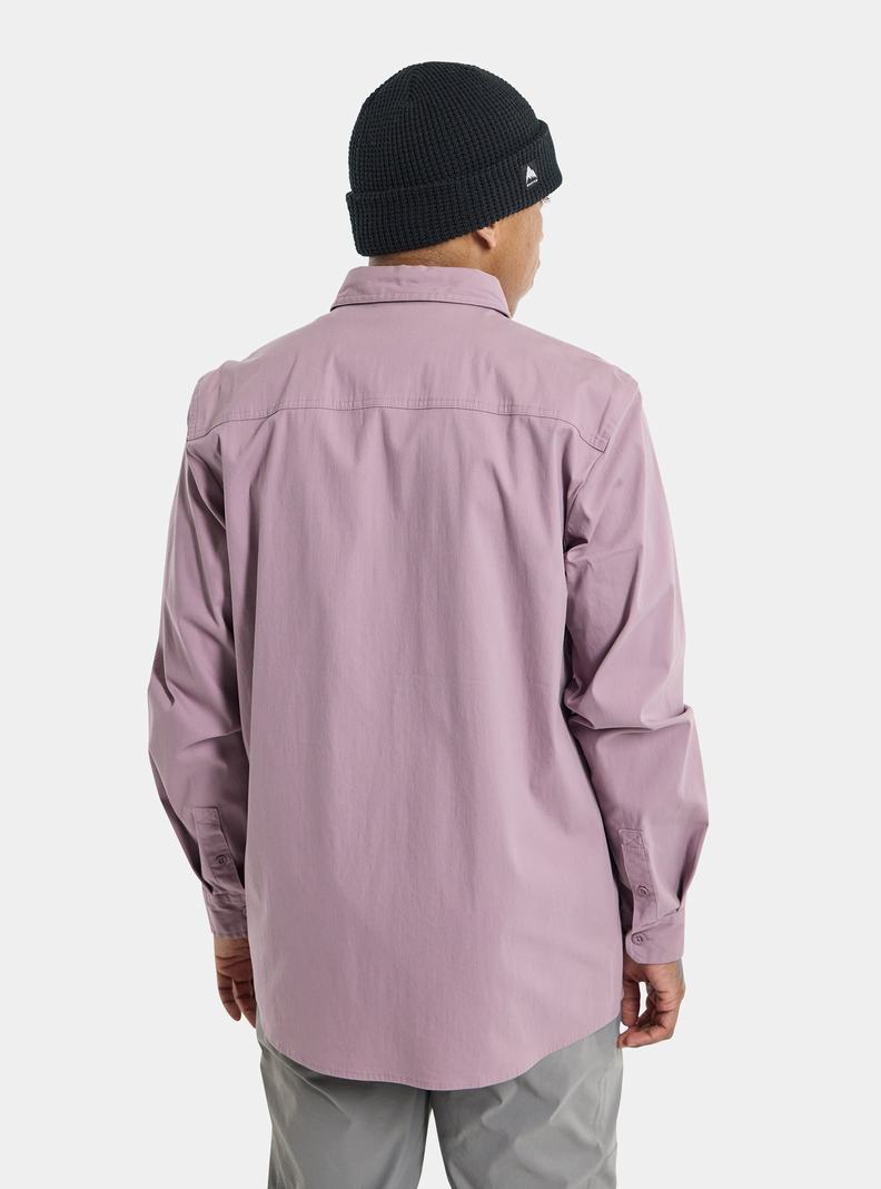 Lavender Burton Work Stretch Long Sleeve Men's Shirts | OCHJYG013