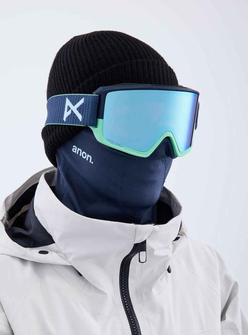 Navy / Blue / Pink / Burton Anon M3 Low Bridge Fit Goggles + Bonus Lens + MFI® Face Mask Women's Ski Goggles | PFTWKA257