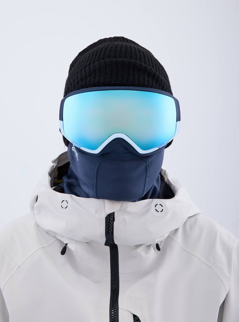 Navy / Blue / Pink / Burton Anon WM1 Low Bridge Fit Goggles + Bonus Lens + MFI® Face Mask Women's Ski Goggles | KAXZUN308