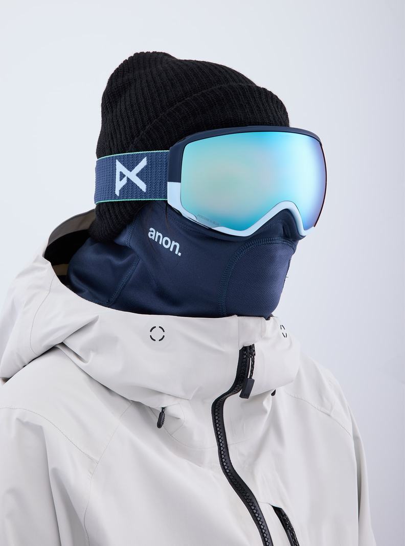 Navy / Blue / Pink / Burton Anon WM1 Low Bridge Fit Goggles + Bonus Lens + MFI® Face Mask Women's Ski Goggles | KAXZUN308