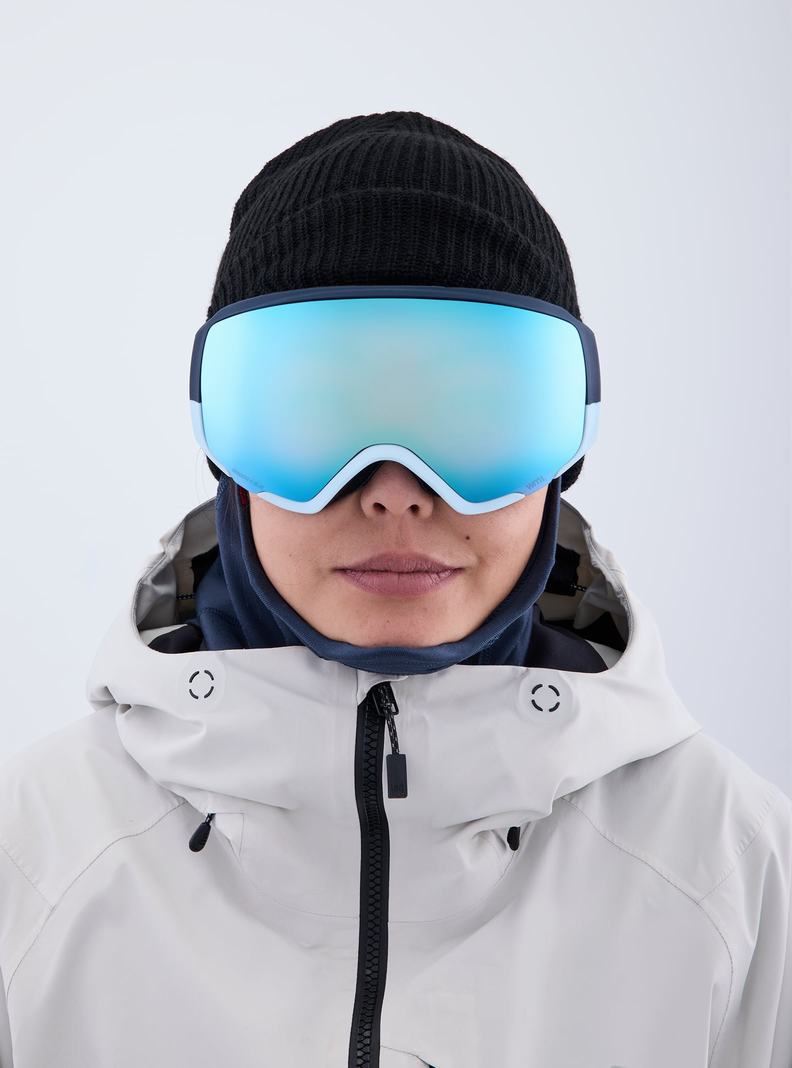 Navy / Blue / Pink / Burton Anon WM1 Low Bridge Fit Goggles + Bonus Lens + MFI® Face Mask Women's Ski Goggles | KAXZUN308