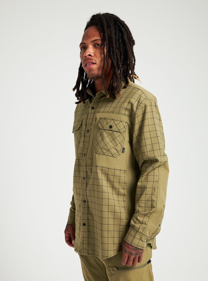 Olive Burton Brighton Performance Flannel Men's Shirts | VOMZWQ630