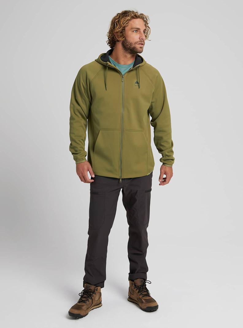 Olive Burton Crown Weatherproof Full-Zip Fleece Men's Sweatshirts | UJTPGW439