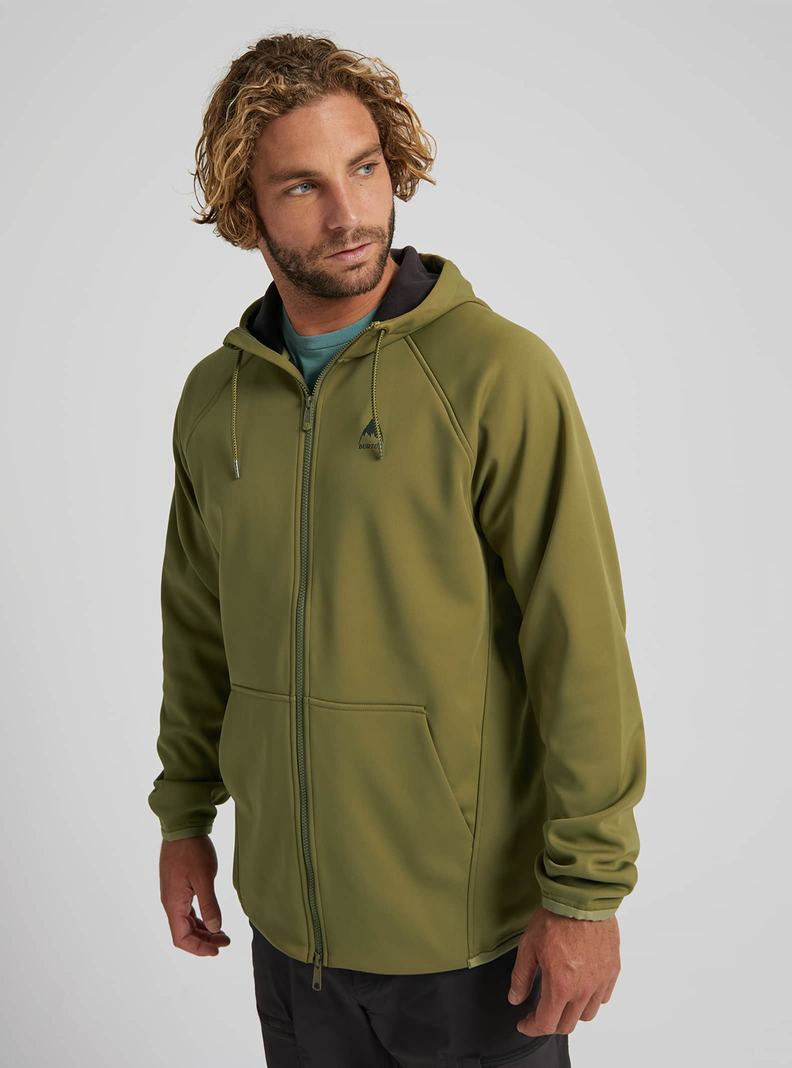 Olive Burton Crown Weatherproof Full-Zip Fleece Men's Sweatshirts | UJTPGW439