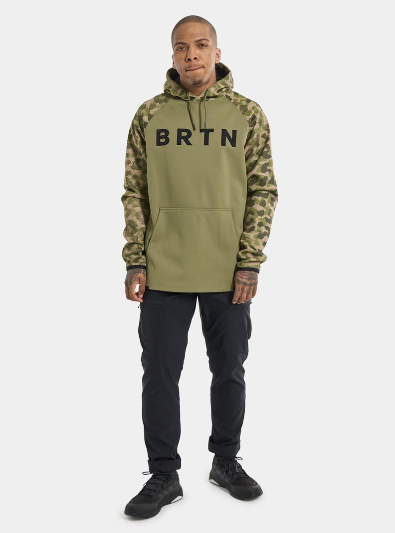 Olive Burton Crown Weatherproof Pullover Fleece Men's Sweatshirts | YXKBRU720