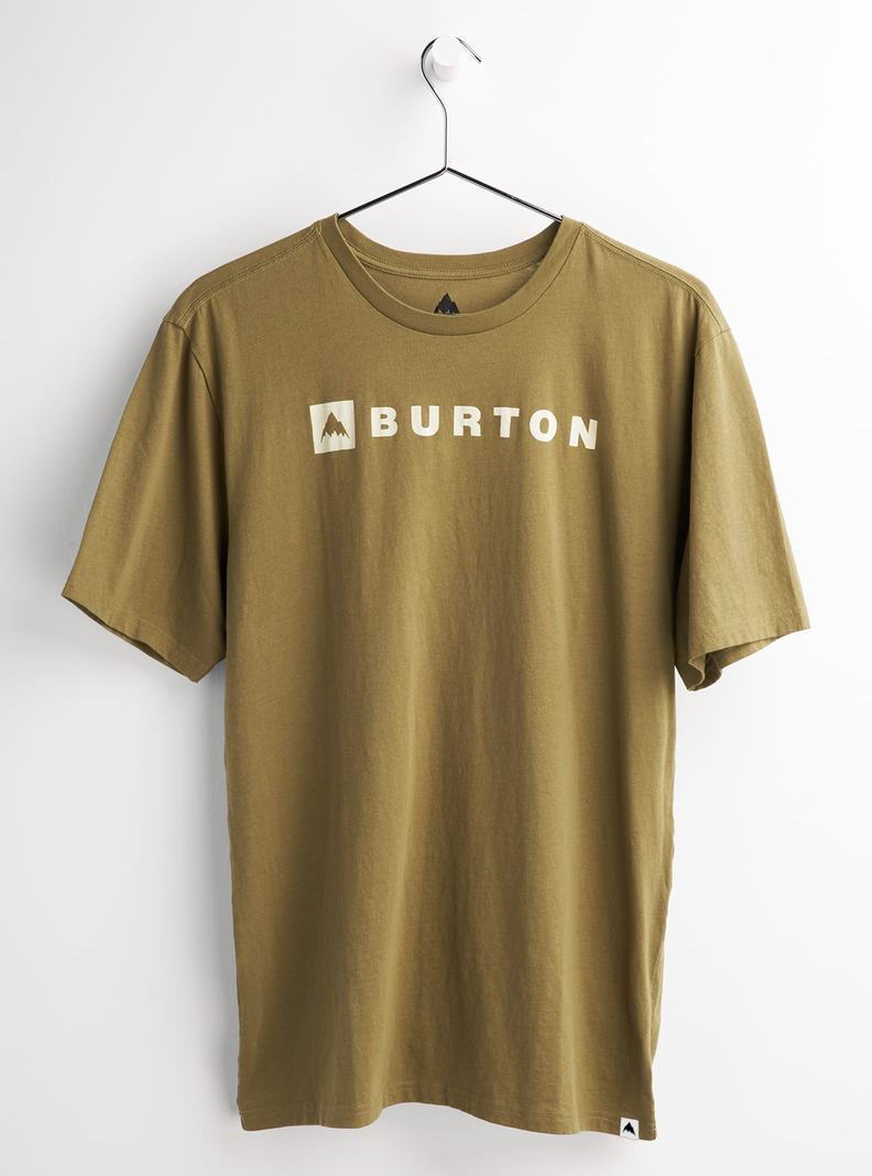 Olive Burton Horizontal Mountain Short Sleeve Men\'s T-Shirts | JFAHDZ512