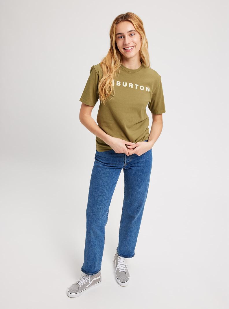 Olive Burton Horizontal Mountain Short Sleeve Women's T-Shirts | YTWADI567