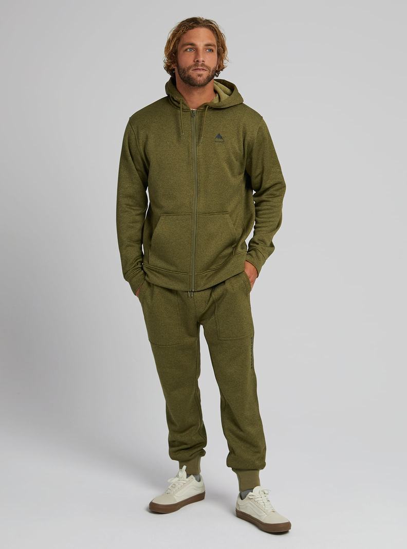 Olive Burton Oak Full-Zip Hoodie Men's Sweatshirts | AGXCZQ293