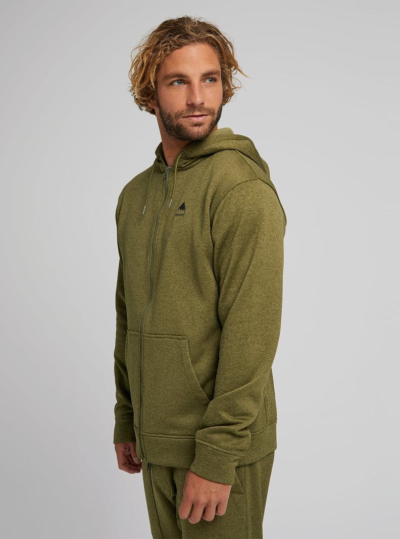 Olive Burton Oak Full-Zip Hoodie Men's Sweatshirts | AGXCZQ293