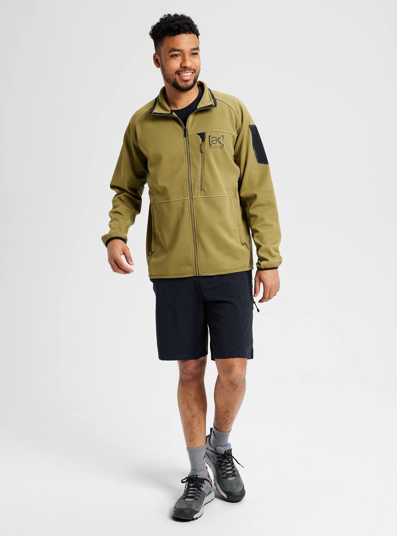 Olive Burton [ak] Helium Grid Full-Zip Fleece Men's Sweatshirts | PLUFVK358