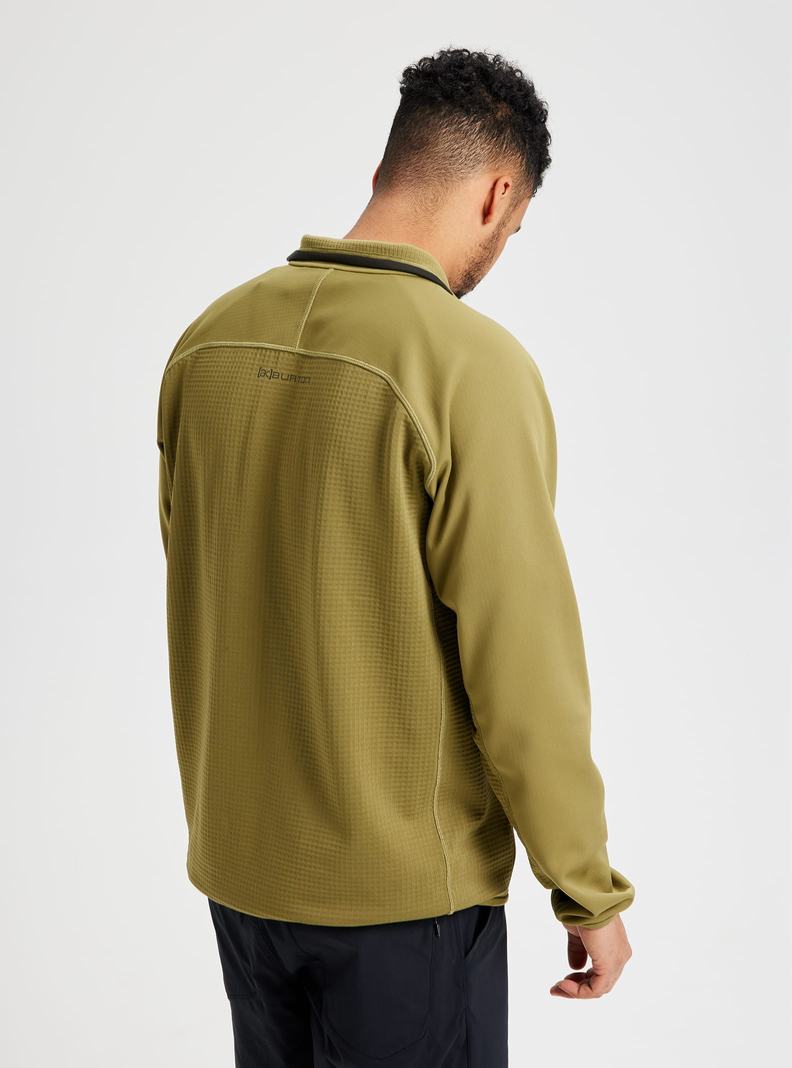 Olive Burton [ak] Helium Grid Full-Zip Fleece Men's Sweatshirts | PLUFVK358