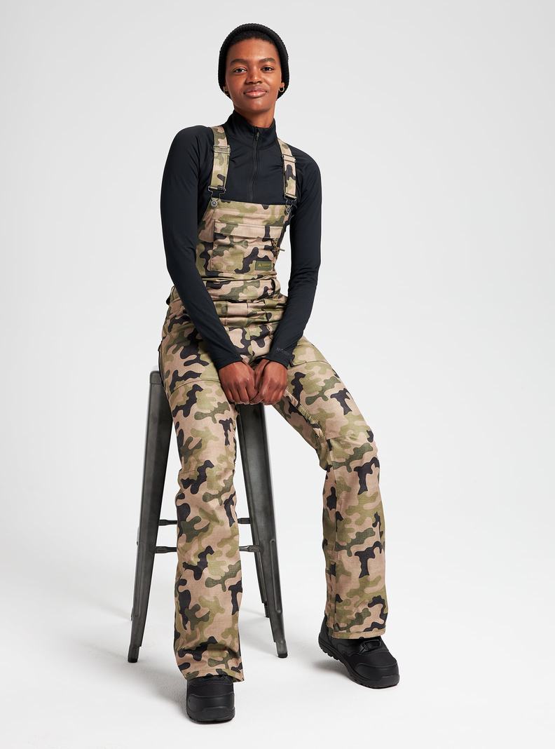 Olive Camo Burton Avalon Women's Bibs | UFOZGJ395