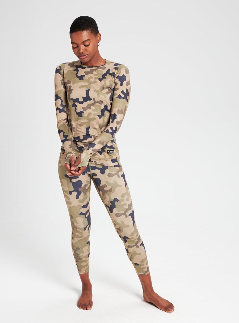 Olive Camo Burton Midweight Base Layer Crew Women's Base Layer Top | OMPLRZ326