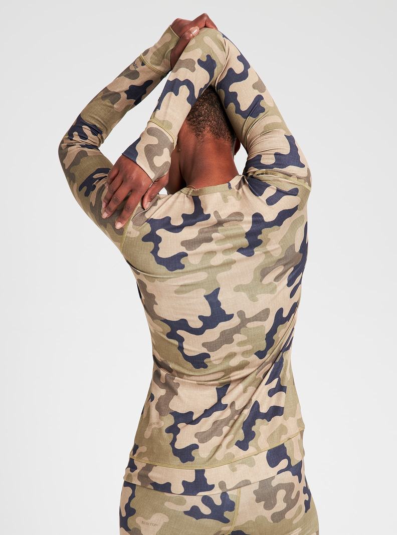 Olive Camo Burton Midweight Base Layer Crew Women's Base Layer Top | OMPLRZ326