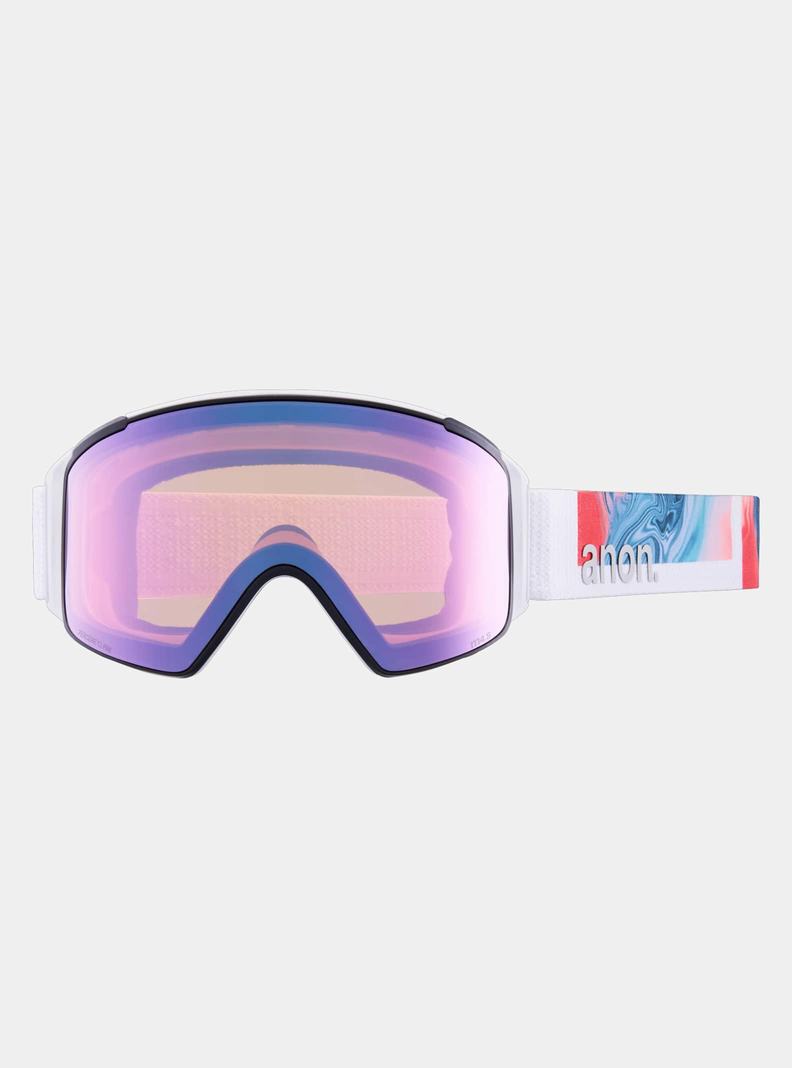 Orange / Black / Purple / Burton Anon M4S Goggles (Cylindrical) + Bonus Lens + MFI® Face Mask Men's Ski Goggles | KBAWYM314