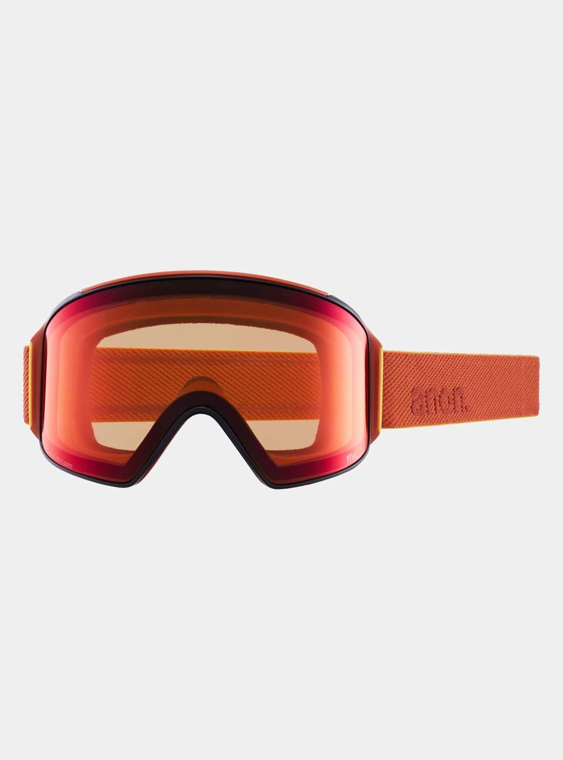 Orange / Black / Purple / Burton Anon M4 Low Bridge Fit Goggles (Cylindrical) + Bonus Lens + MFI® Face Mask Men's Ski Goggles | LSGEMP592