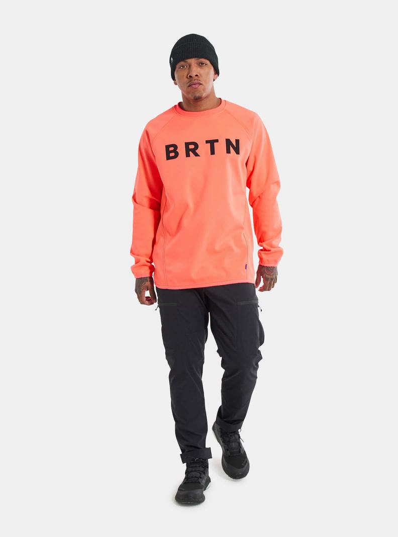 Orange Burton Crown Weatherproof Pullover Crew Men's Sweatshirts | XBMYRZ531