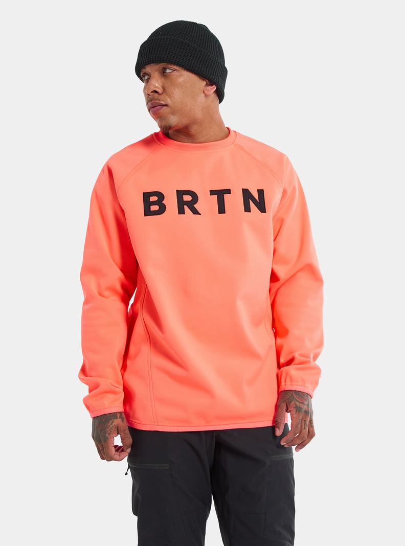 Orange Burton Crown Weatherproof Pullover Crew Men's Sweatshirts | XBMYRZ531