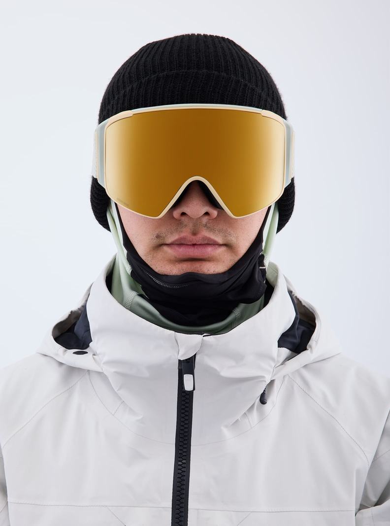 Orange / / Burton Anon M4S Low Bridge Fit Goggles (Cylindrical) + Bonus Lens + MFI® FACE MASK Men's Ski Goggles | IZSGEC732