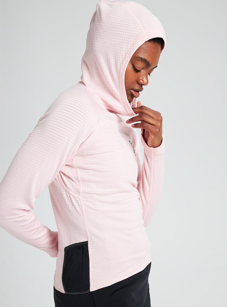 Pink Burton [ak] Helium Power Grid™ Pullover Fleece Women's Sweatshirts | CSFQBJ680