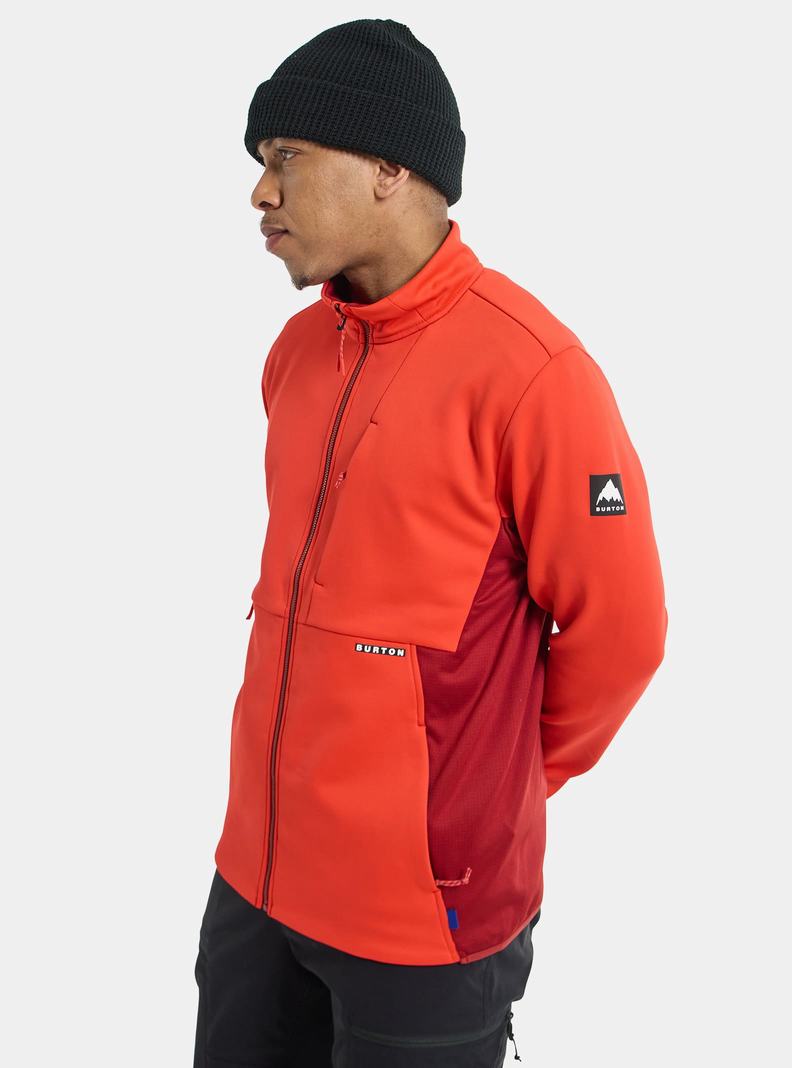 Pink / Red Burton Multipath Full-Zip Fleece Men's Sweatshirts | HGNCEW125