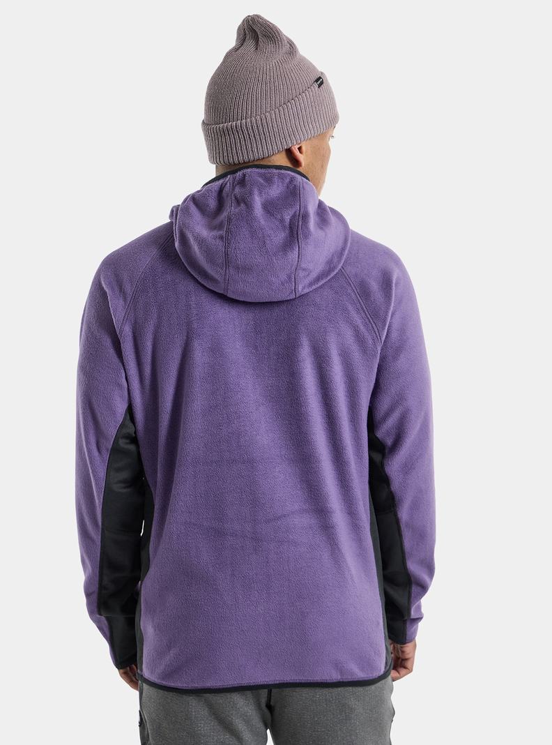 Purple / Black Burton Stockrun Warmest Hooded Full-Zip Men's Fleece | BQYTLG946