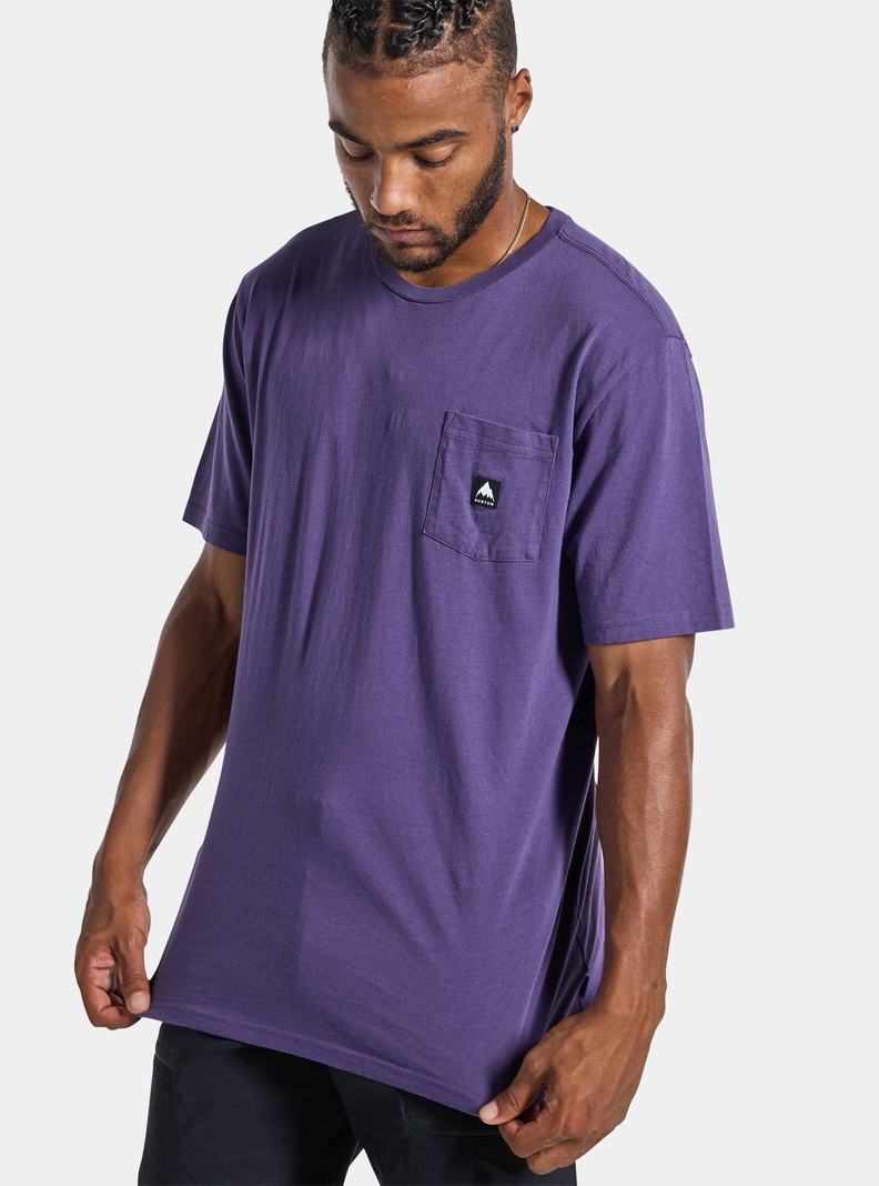 Purple Burton Colfax Short Sleeve Men's T-Shirts | WGPEVS075