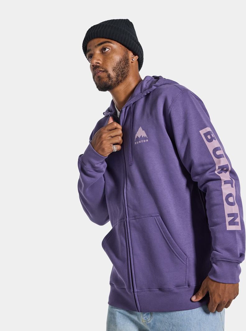 Purple Burton Elite Full-Zip Men's Hoodies | TPEXDM214