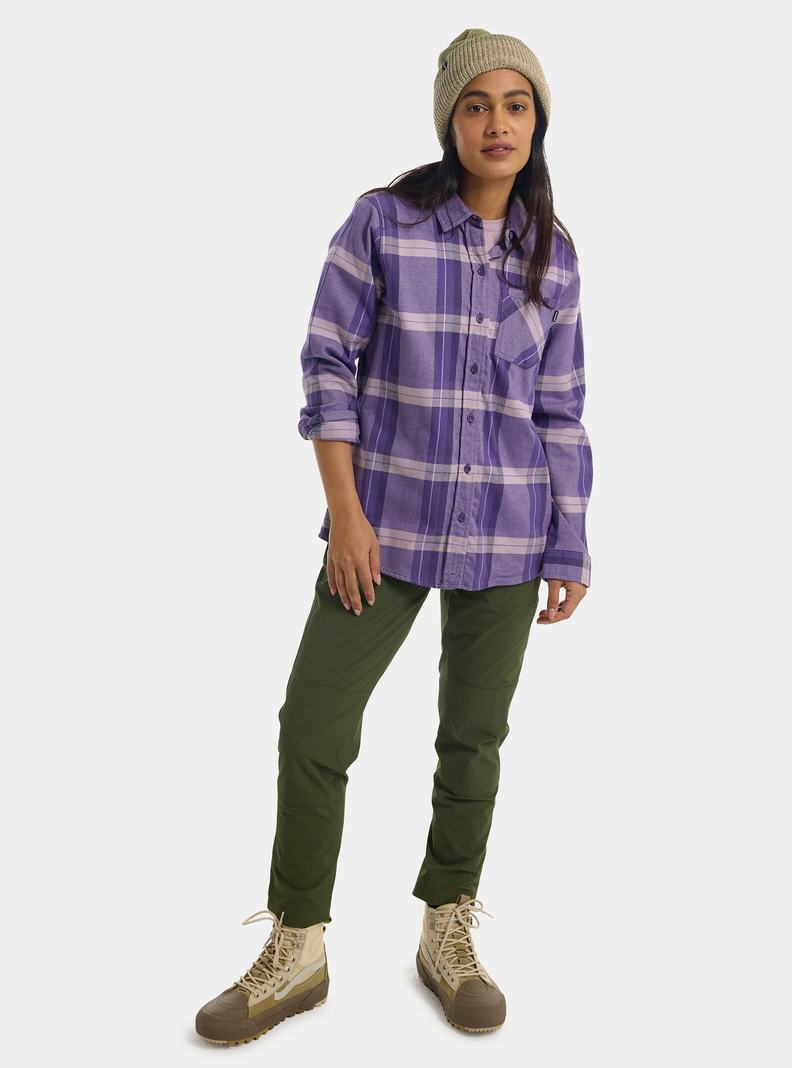 Purple Burton Favorite Long Sleeve Flannel Women's Shirts | EZYKJA923