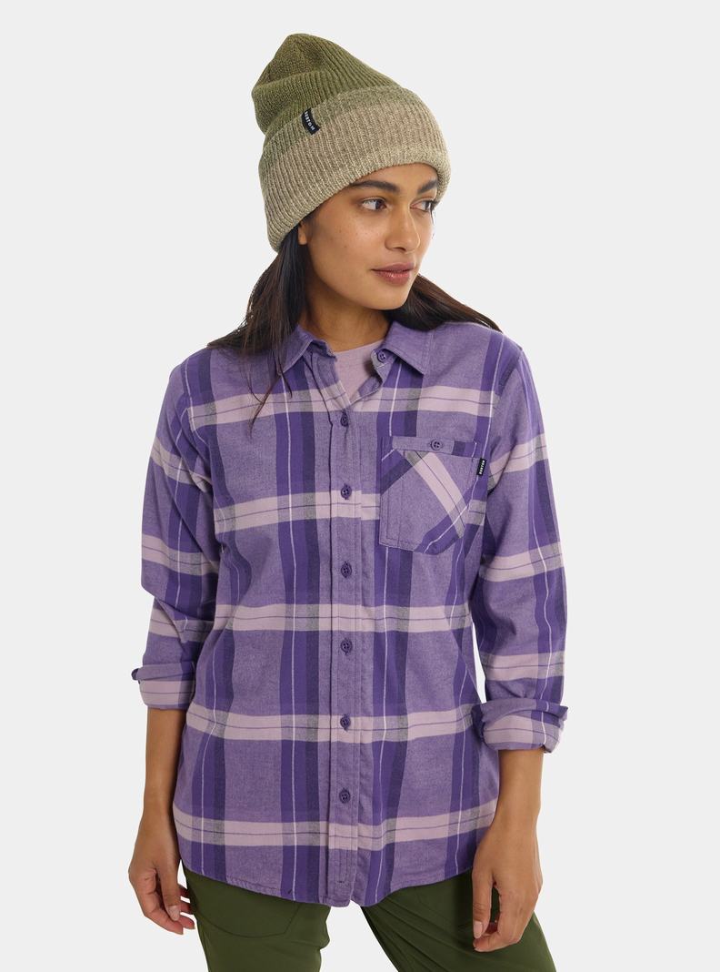 Purple Burton Favorite Long Sleeve Flannel Women's Shirts | EZYKJA923