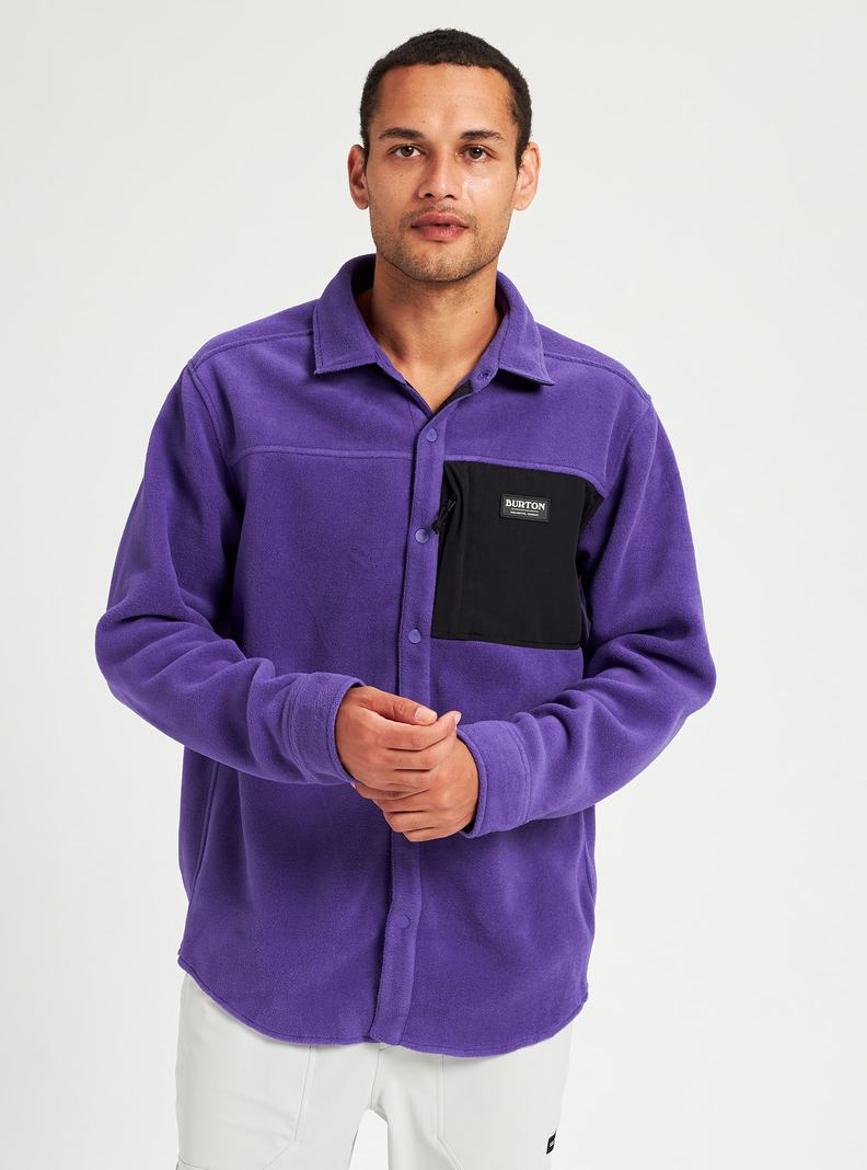 Purple Burton Hearth Fleece Shirt Men's Shirts | MYWPCV263