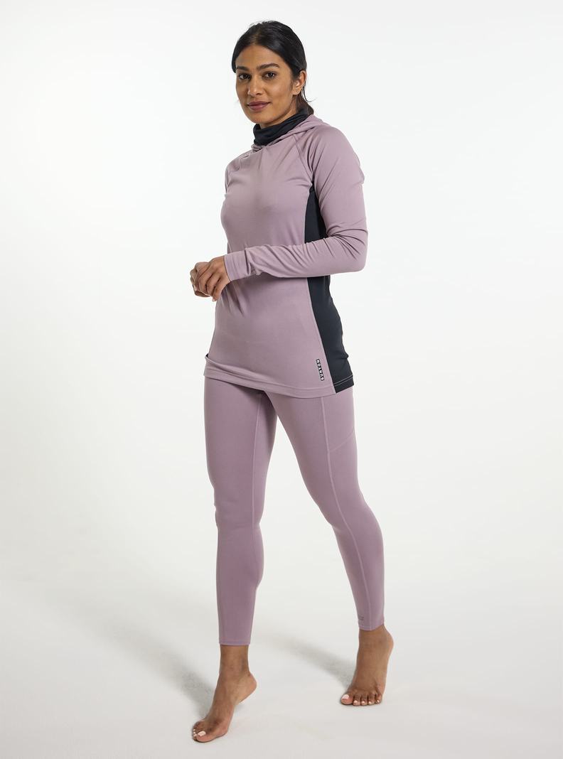 Purple Burton Midweight X Base Layer Long Neck Hoodie Women's Base Layer Top | ZJLKCO403