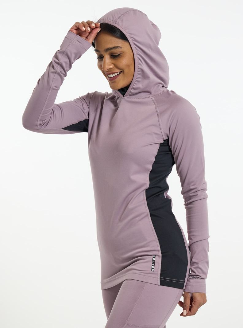 Purple Burton Midweight X Base Layer Long Neck Hoodie Women's Base Layer Top | ZJLKCO403