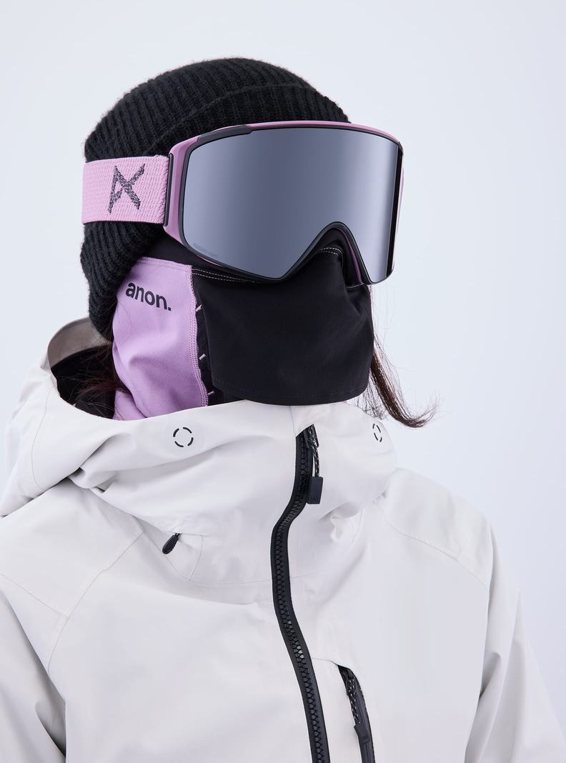 Purple / Orange / Black Burton Anon M4S Goggles (Cylindrical) + Bonus Lens + MFI® Face Mask Women's Ski Goggles | CEGTPH917