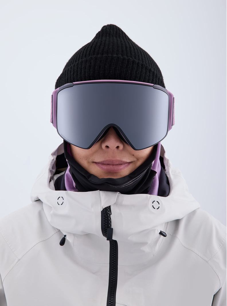 Purple / Orange / Black Burton Anon M4S Low Bridge Fit Goggles (Cylindrical) + Bonus Lens + MFI® FACE MASK Men's Ski Goggles | IEATZH468