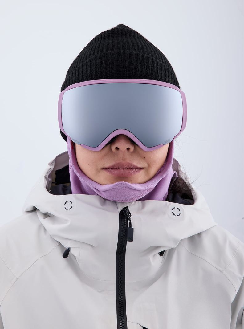 Purple / Orange / Black Burton Anon WM1 Low Bridge Fit Goggles + Bonus Lens + MFI® Face Mask Women's Ski Goggles | JELBAM763