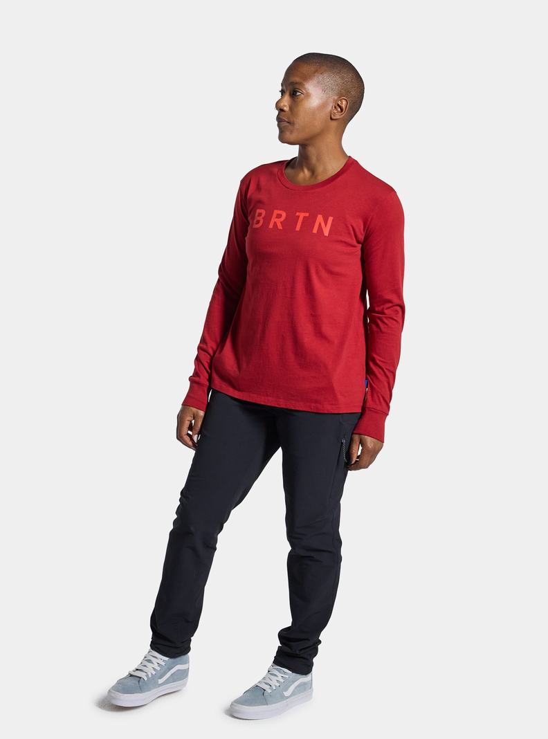 Red Burton BRTN Long Sleeve Women's T-Shirts | SEKZMQ976