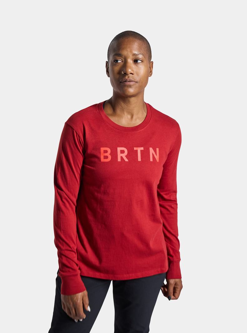 Red Burton BRTN Long Sleeve Women's T-Shirts | SEKZMQ976