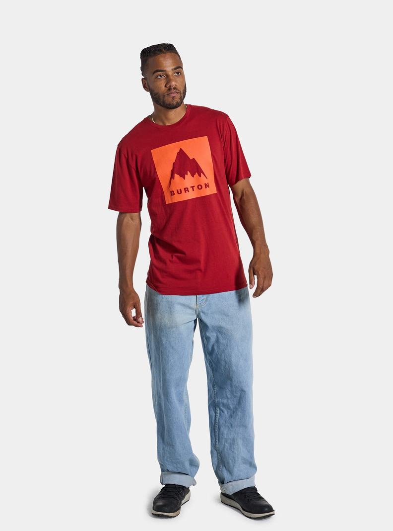 Red Burton Classic Mountain High Short Sleeve Men's T-Shirts | ATLNFG281