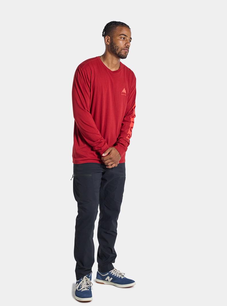 Red Burton Elite Long Sleeve Men's T-Shirts | DEWVKP835