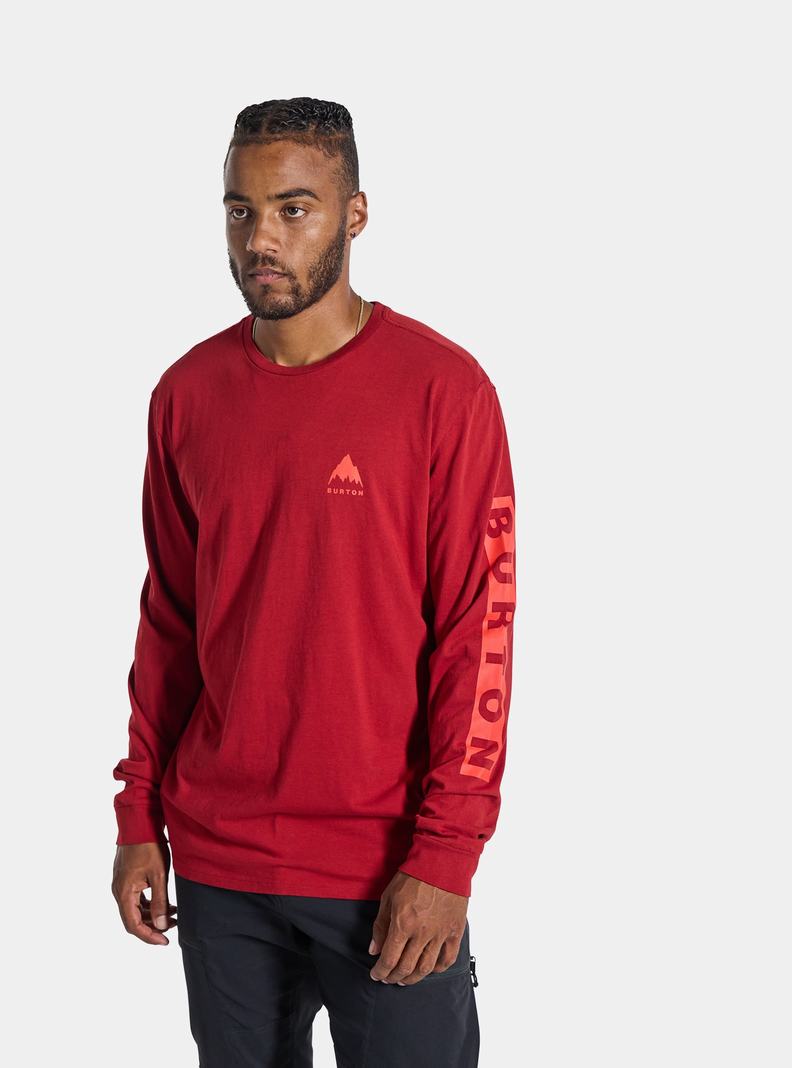 Red Burton Elite Long Sleeve Men's T-Shirts | DEWVKP835