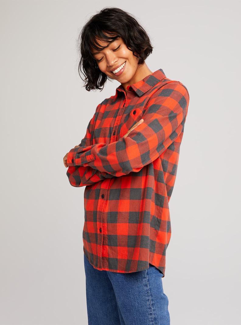 Red Burton Grace Long Sleeve Flannel Women's Shirts | OPSDLW138