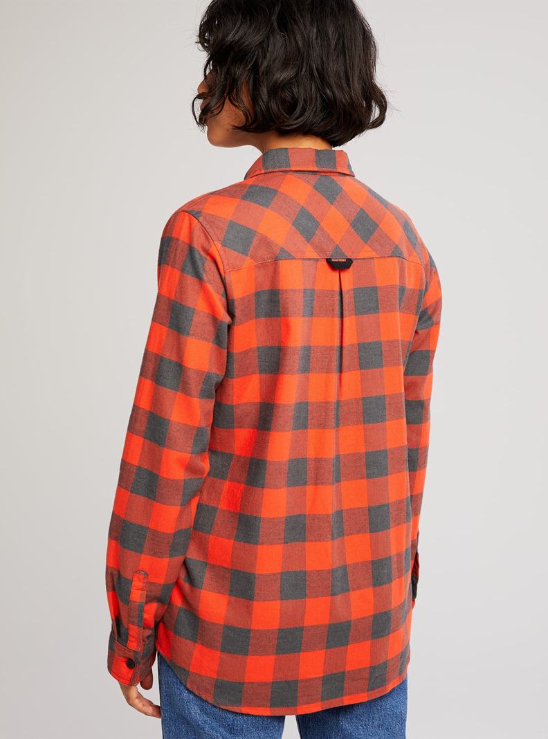 Red Burton Grace Long Sleeve Flannel Women's Shirts | OPSDLW138