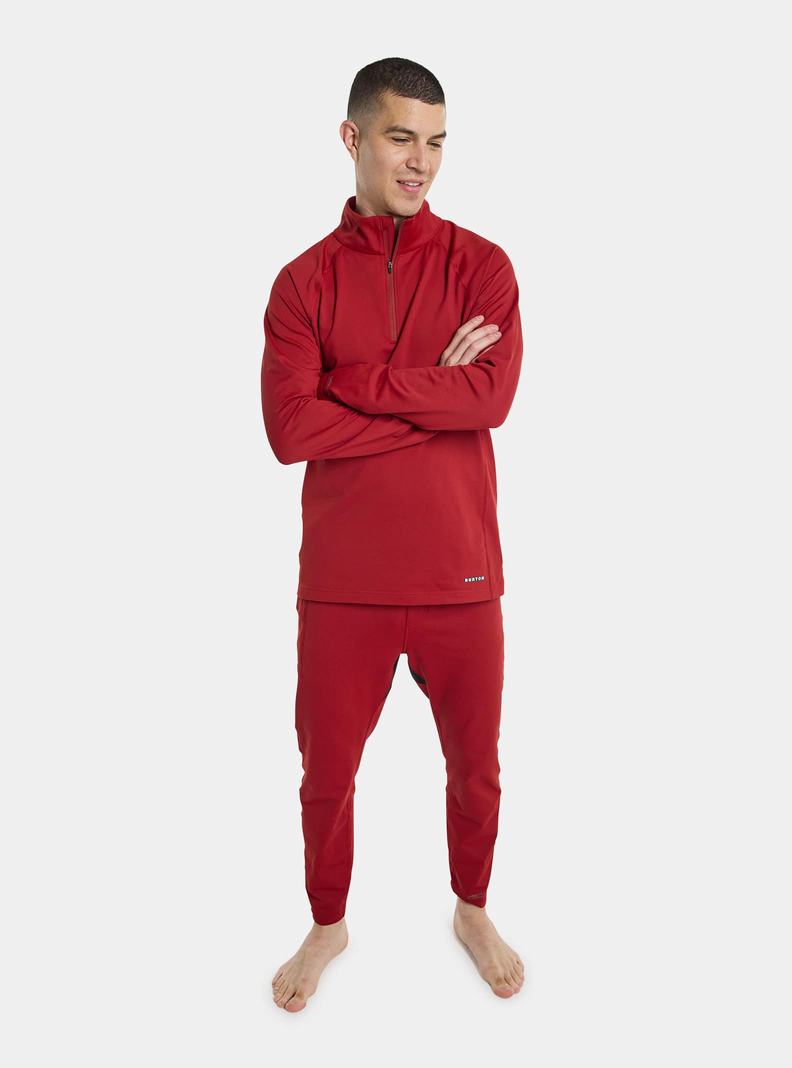 Red Burton Heavyweight X Base Layer Quarter-Zip Men's Base Layer Top | HMZEPR139