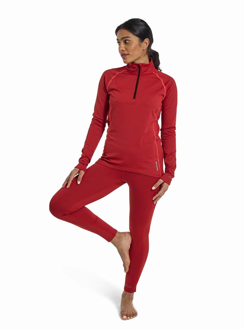 Red Burton Heavyweight X Base Layer Quarter-Zip Women's Base Layer Top | TFBOGU627