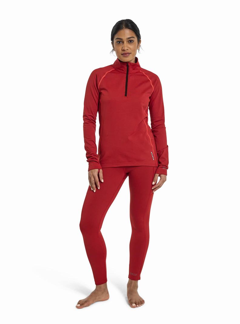 Red Burton Heavyweight X Base Layer Quarter-Zip Women's Base Layer Top | TFBOGU627