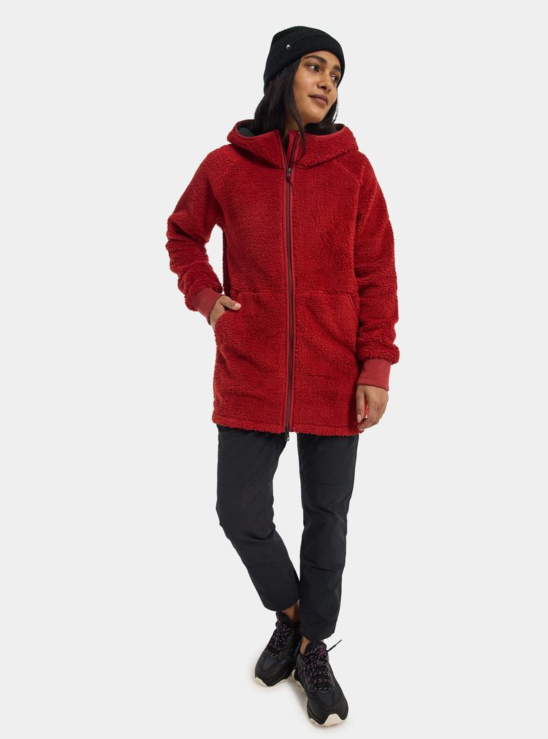 Red Burton Minxy Full-Zip Fleece Women's Sweatshirts | JDYREZ521