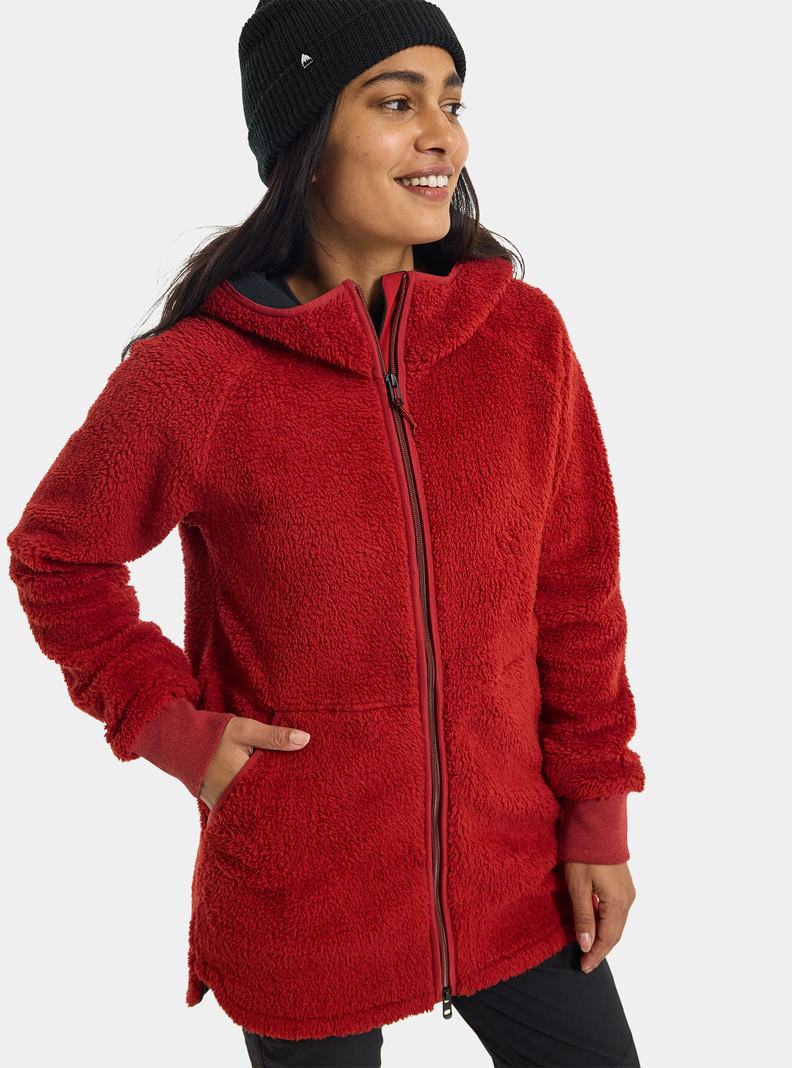 Red Burton Minxy Full-Zip Fleece Women's Sweatshirts | JDYREZ521